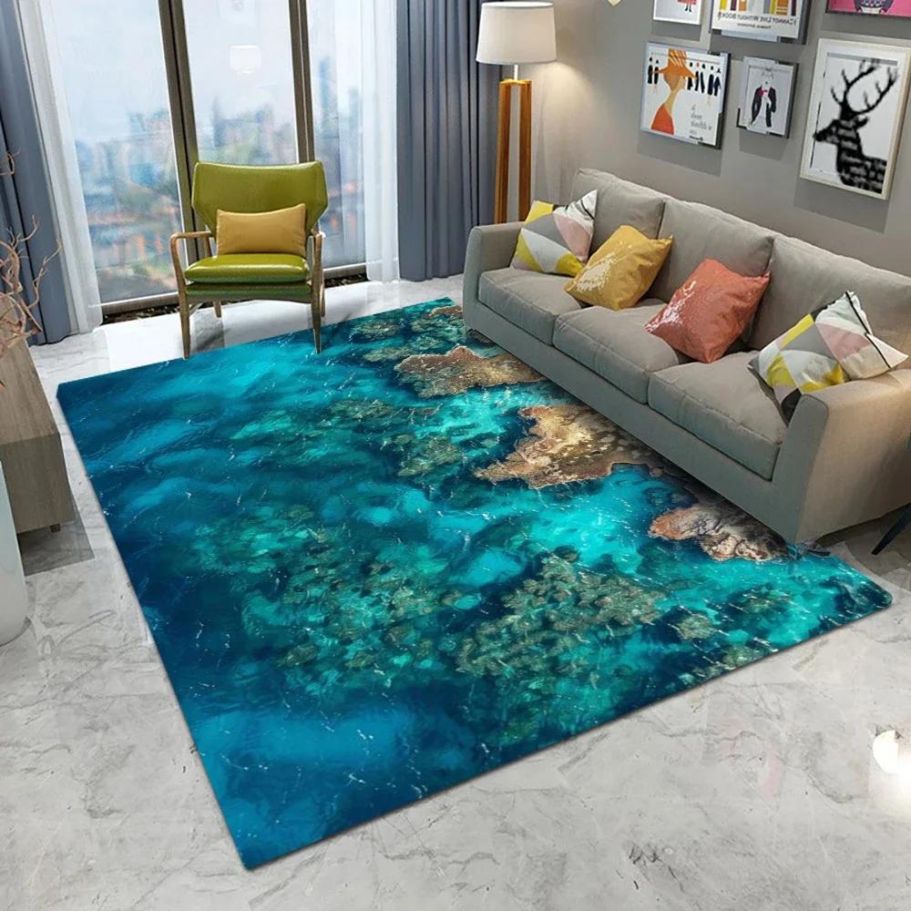 Beach Waves Printed Area Rug for Living Room Kids Room Kitchen Mat Modern Floor Carpet Entrance Bathroom Non-Slip Home Decor