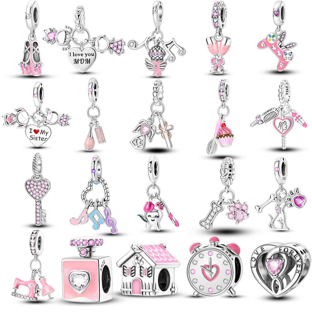 

Подходят оригинальные подвески розовая серия 925 серебряные духи подвеска подвеска подвеска бисер браслет ожерелье DIY женские ювелирные изделия подарок