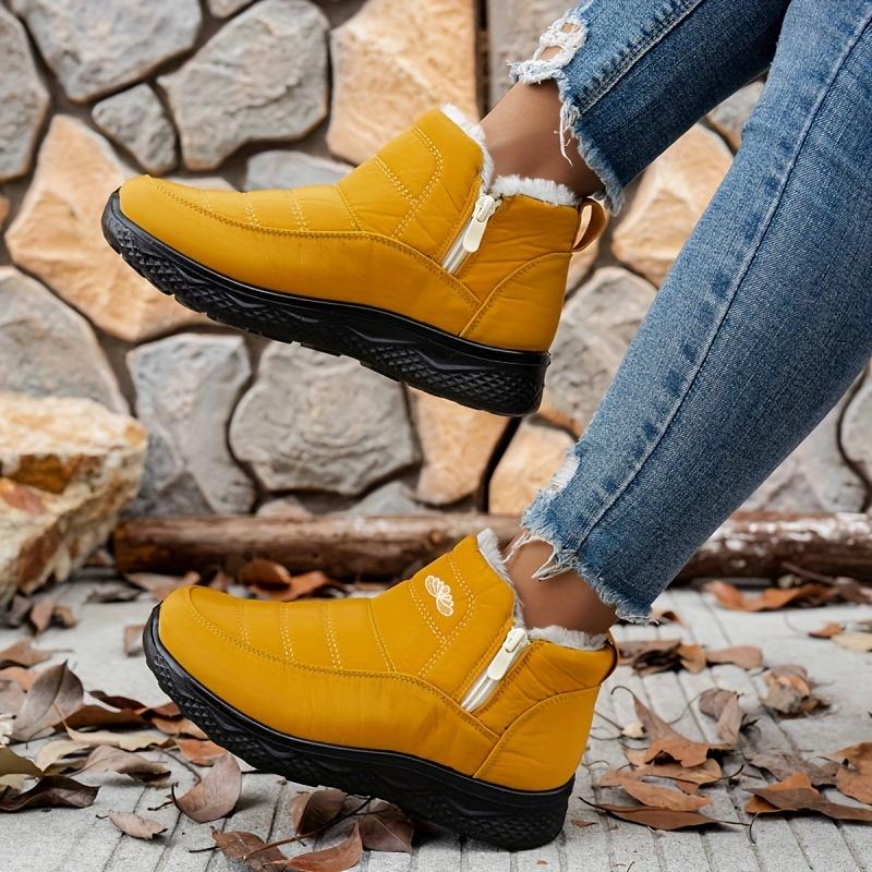 Zapatos de Algodón para Mujer en Invierno Gruesos y Cálidos Botas de Nieve Talla Grande para Mujer con Botines Cortos de Felpa y Cálidos