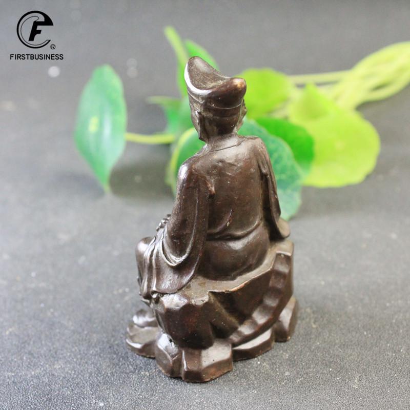 Antike Kupfer Ji Gong Mönch Statue Schreibtischornamente Retro Buddha Figuren Glücksbringer Feng Shui Heimdekorationen Handwerkszubehör