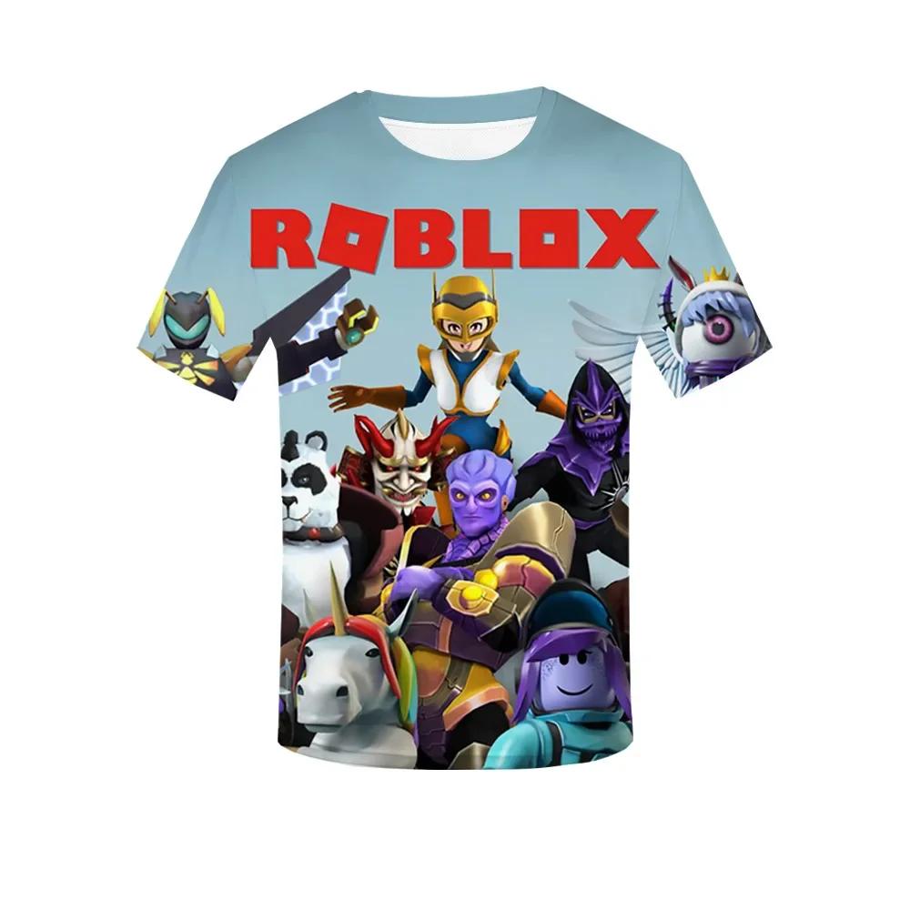 Roblox Game kids T-shirt cosplay costumes Child Cartoon Short sleeve top 3D Print Casual Street Clothes XXS