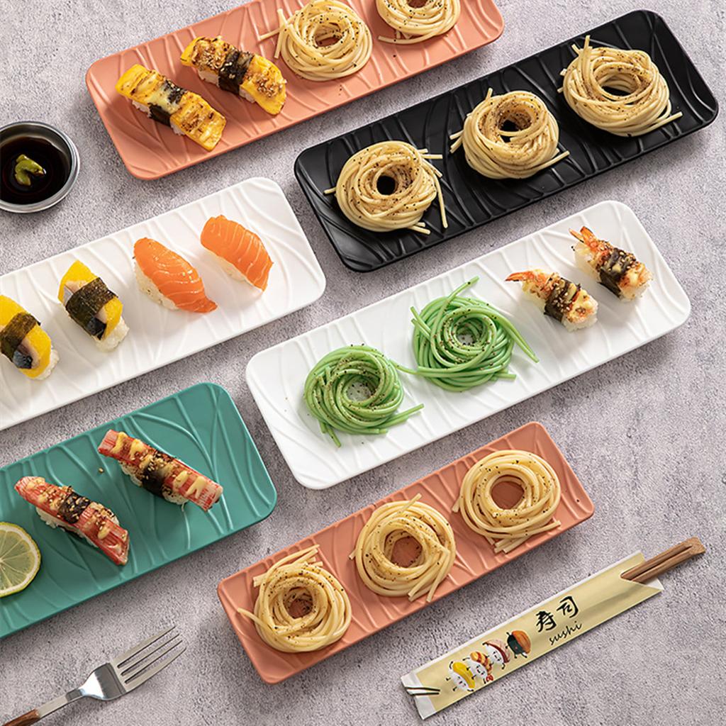 1/2 White Pp Tree Pattern Rectangular Sushi Plates, Dessert Snacks, Fruit Afternoon Tea and Western Food Plates, Home Cafe Restauran