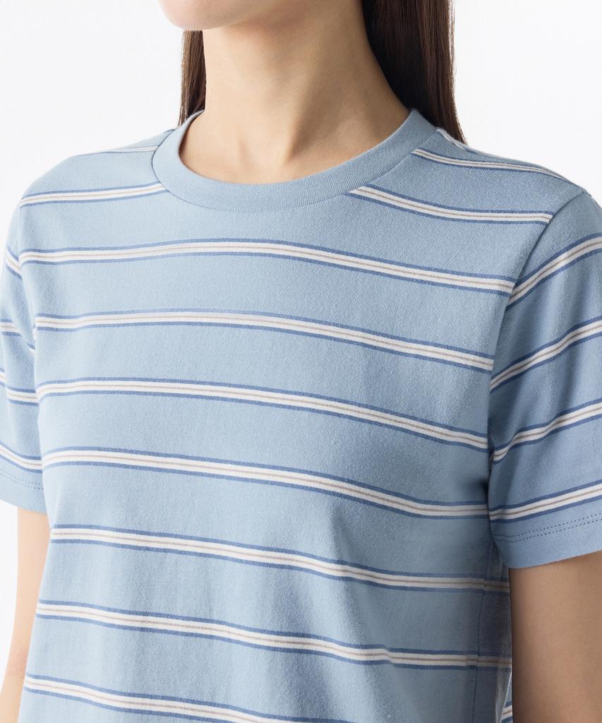 MUSINSA STANDARD WOMAN Women'S Multi-Stripe Crew Neck T-Shirt 1 [Cloudy Blue]