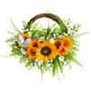 Artificial Sunflower Wreath Front Door Decoration Rustic Farmhouse Style Wall Hanging Floral Ring