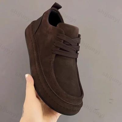 Men's Suede Leather Shoes 2026 Autumn Spring Business Thick Bottom Anti-slip Trendy British Style Casual Shoes Fashion Loafers