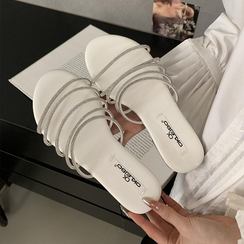 

Fashion Summer Beach Female Slides Women Flats Slippers Shoes Luxury Fashion Rhinestones Ladies Flats Slippers Sandals Shoes Footwear 35 бежевый