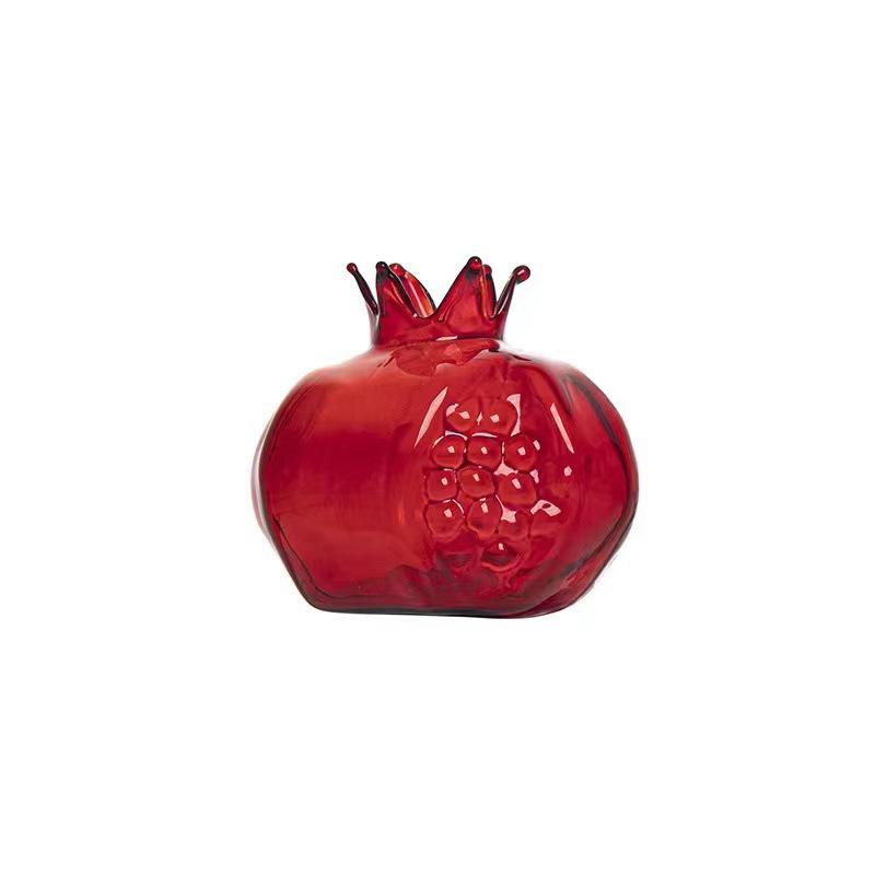 Handmade Japanese Glass Vase with Hammered Finish and Dried Pomegranate Flower Design