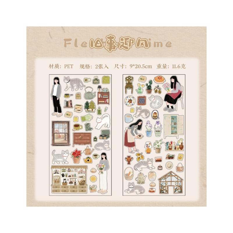 Artistic Decorative Scrapbook Sticker for Adult Student, Journaling Sticker Book Aesthetic Sticker Scrapbook Sticker