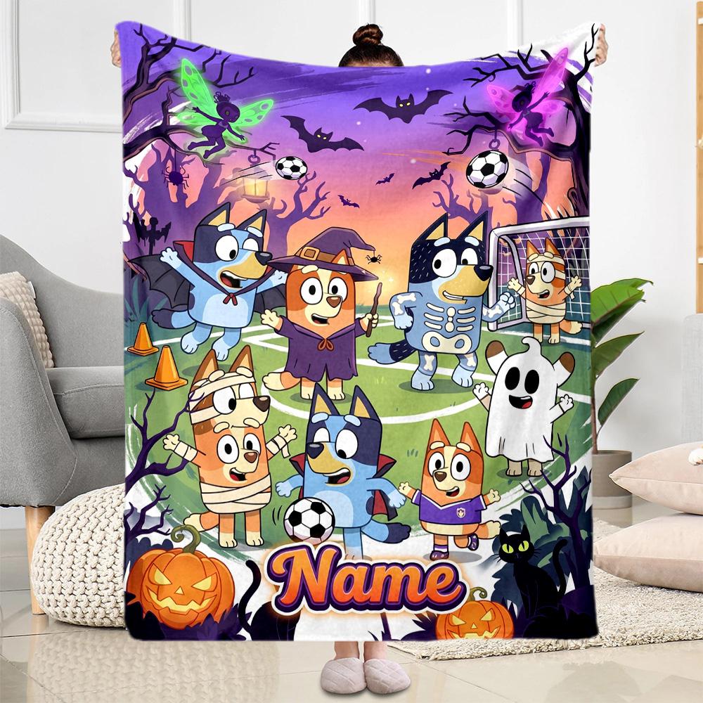 Happy Holiday Celebration Personalized Name Blanket Lightweight Customizable Blanket Warmthful Decor Perfect for Livingroom Nap Bed Living Room