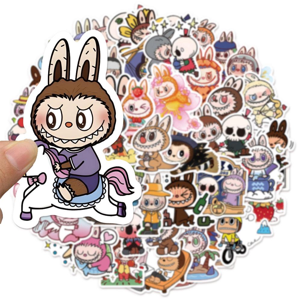 50Pcs Cute Cartoon Labubu Stickers Kawaii Water Bottle Stickers for Kids Teens, Waterproof Vinyl Stickers, Aesthetic Laptop