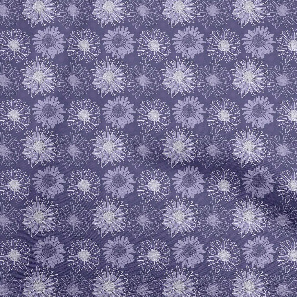 oneOone Cotton Flex Medium Blue Fabric Floral Fabric For Sewing Printed Craft Fabric By The Yard 40 Inch