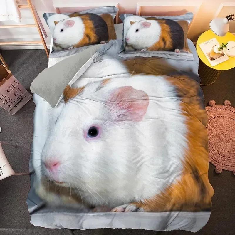 Guinea Pig Bedding Set Cute Mouse 3D Duvet Cover Animal Comforter Cover for Kids Boys Girls Teen Soft Twin Polyester Quilt Cover