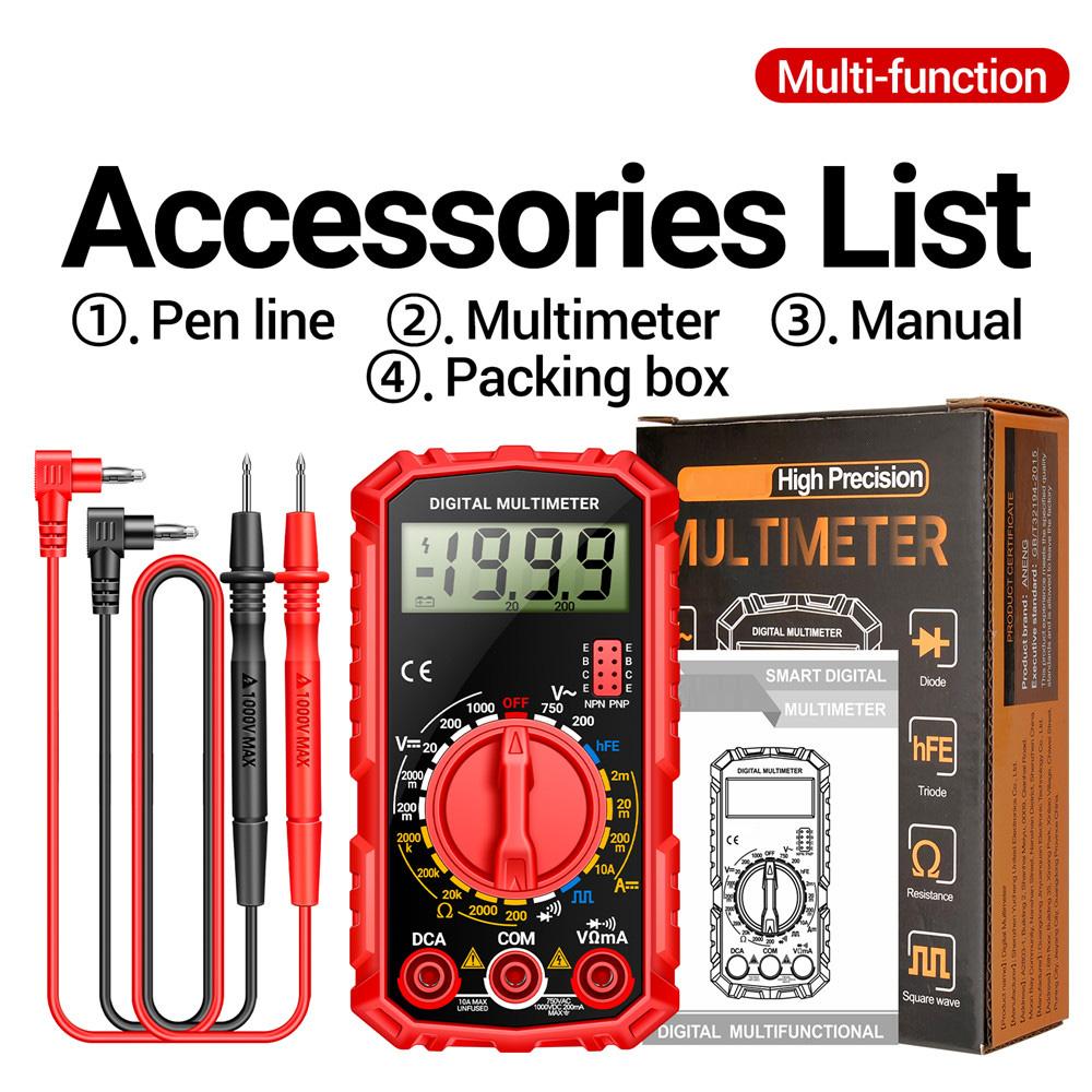 SZ308 Digital Multimeter Voltage Resistance Meter AC/DC Current Meter LCD Backlight Ohm Square Wave Test Electrician Tool