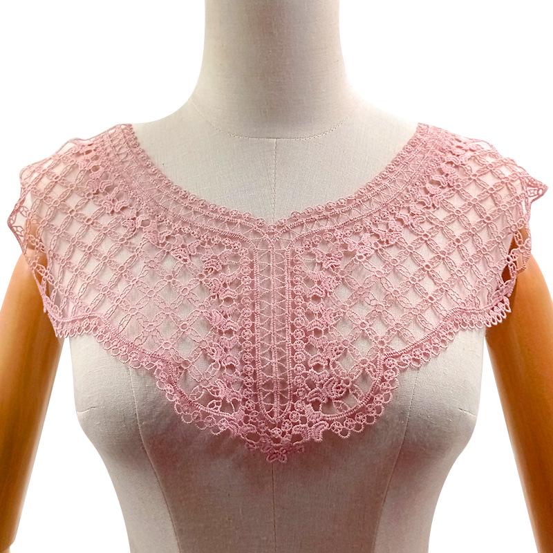 

Кружевной воротник из молочного шелка с вышивкой: Водорастворимый, 3D, DIY аксессуар роза розовый