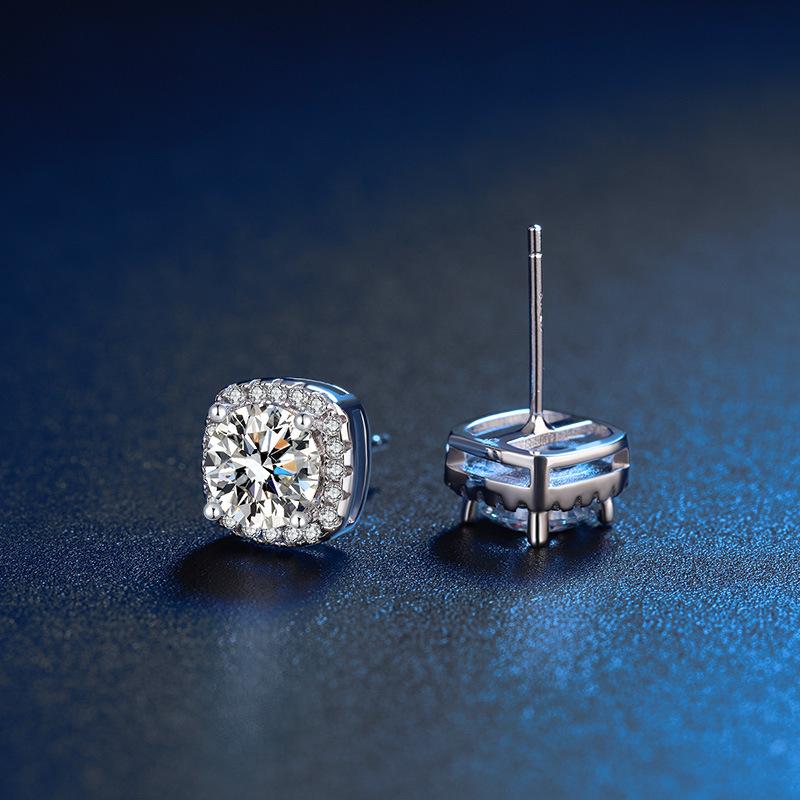 925 Silver 2CT 5A Zircon Stud Earrings for Women Luxury Wedding Engagement Party Gift