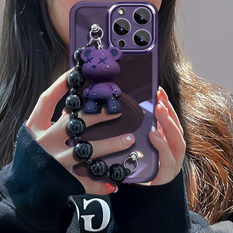 Transparent Little Bear Bracelet Case for iPhone 16 Pro Max/14/15 - New Fashion Protective Cover