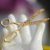 Lovely Handmade Rhinestone Scissor Gold-Plated Brooch Pin Jewelry Best Xmas Gift