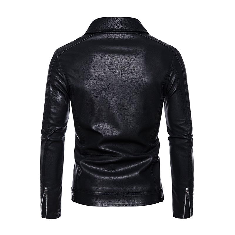 Leather Jacket Casual Autumn and Winter New Leather Jacket Green Handsome Motorcycle Pu Jacket Casual Men's Jacket Trend