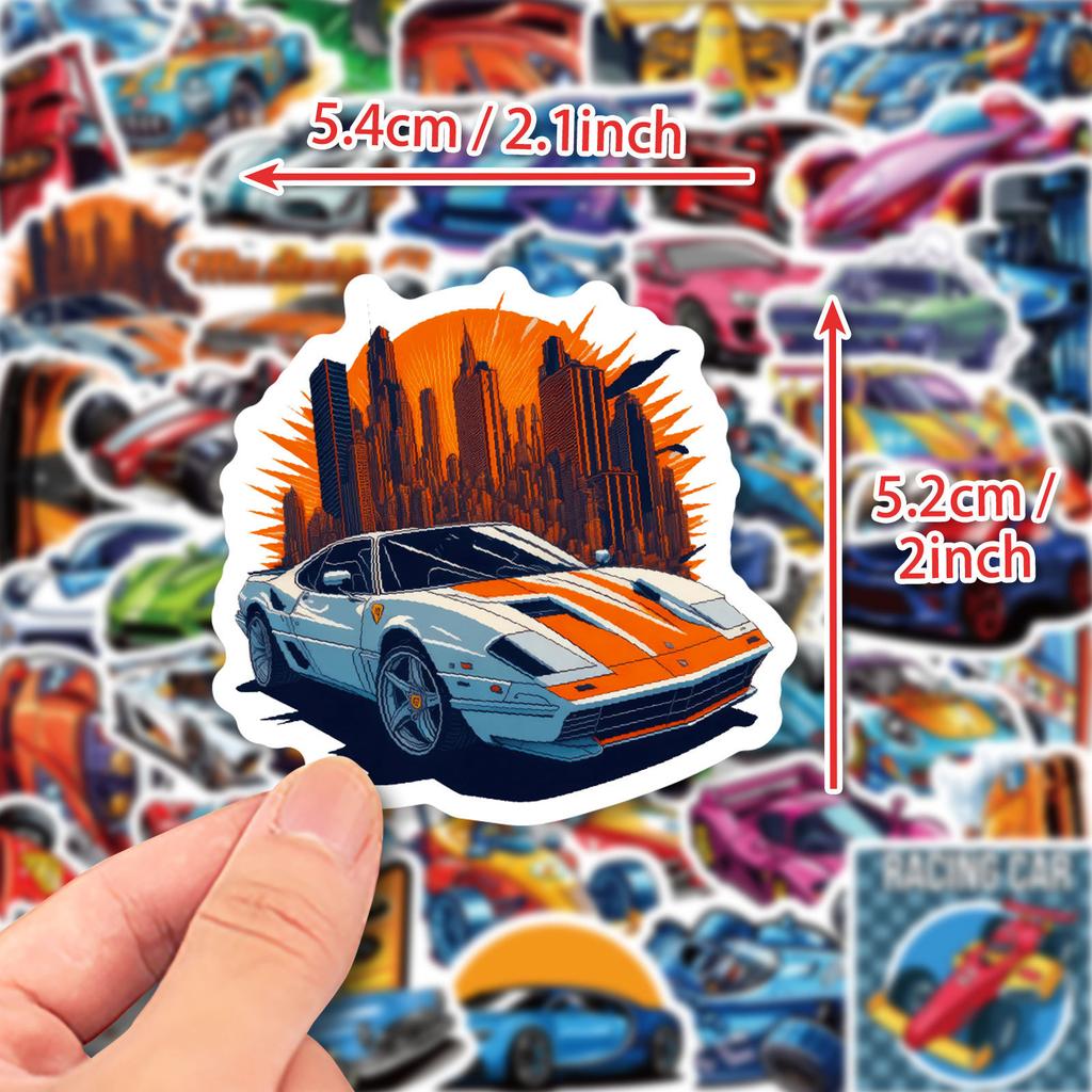 50 Fun Racing Stickers Children'S Cartoons Non-Repeating Supercar Jdm Racing Cool Personality Stickers Diy