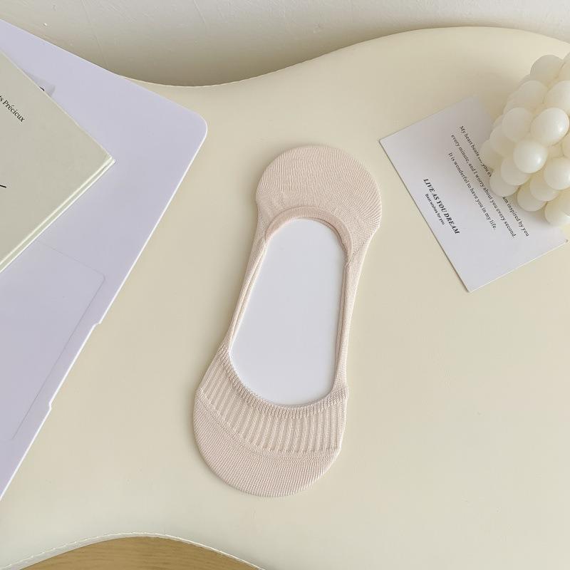 Female Summer Thin Cotton Pure Color Simple Non Slip Heel Boneless Shallow Mouth Invisible Socks