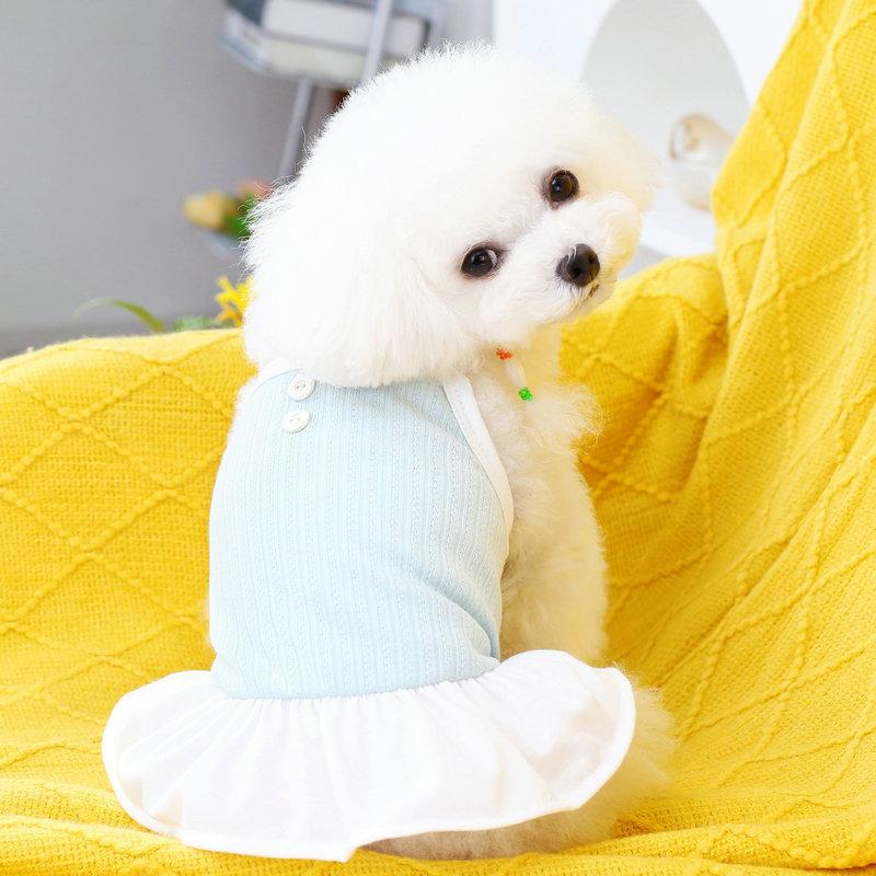 2024 New Pet Dog Clothing Strange Button Halter Skirt Spring and Summer Puppy Clothing Small and Medium-sized Dog Clothing