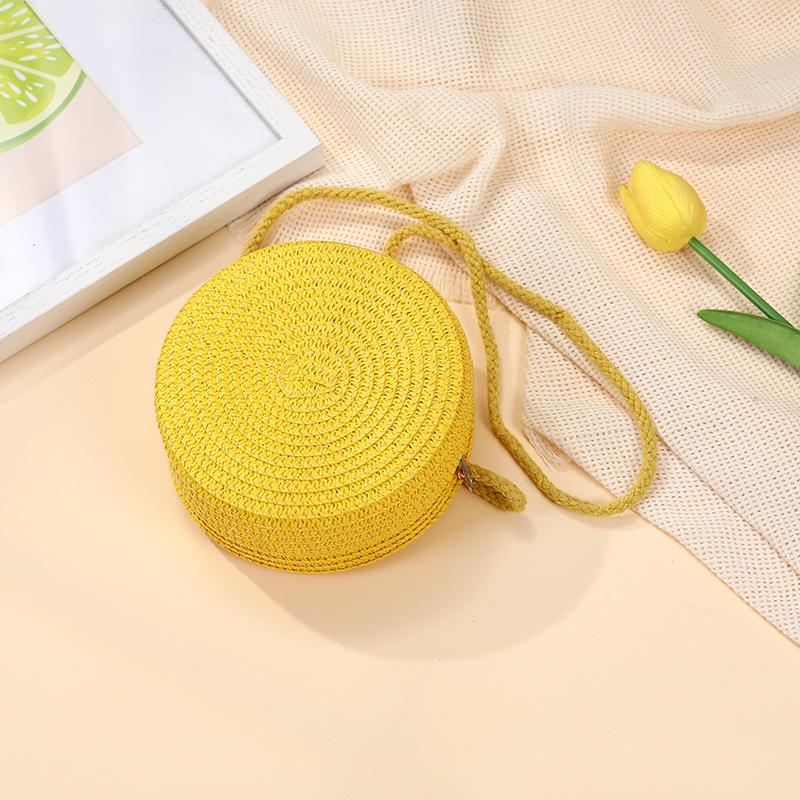 Children's bags Girls messenger bags New summer woven straw bags Seaside vacation girls round shoulder bag
