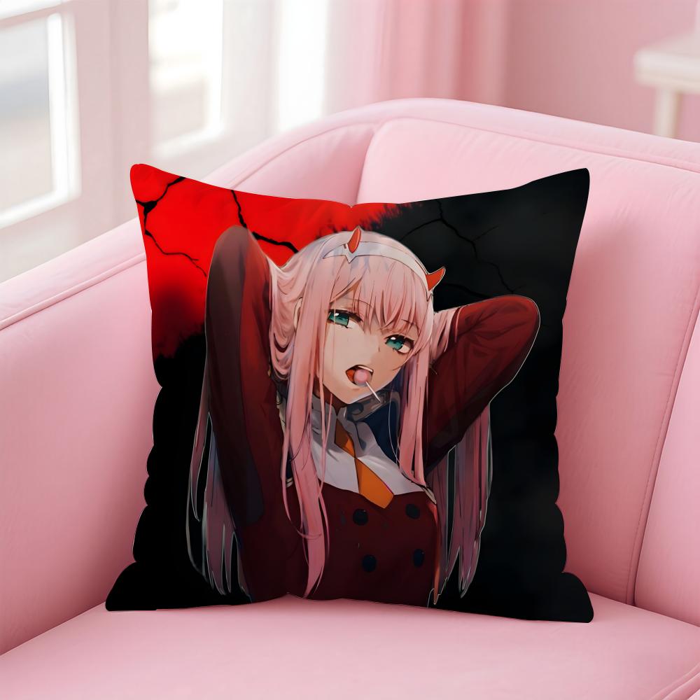 Аниме D-Darling In The Franxx 02 Наволочка Подушка Короткий Плюш Невидимая Молния Комната Диван Наволочка Peach skin 18*18(CM)-1Pcs
