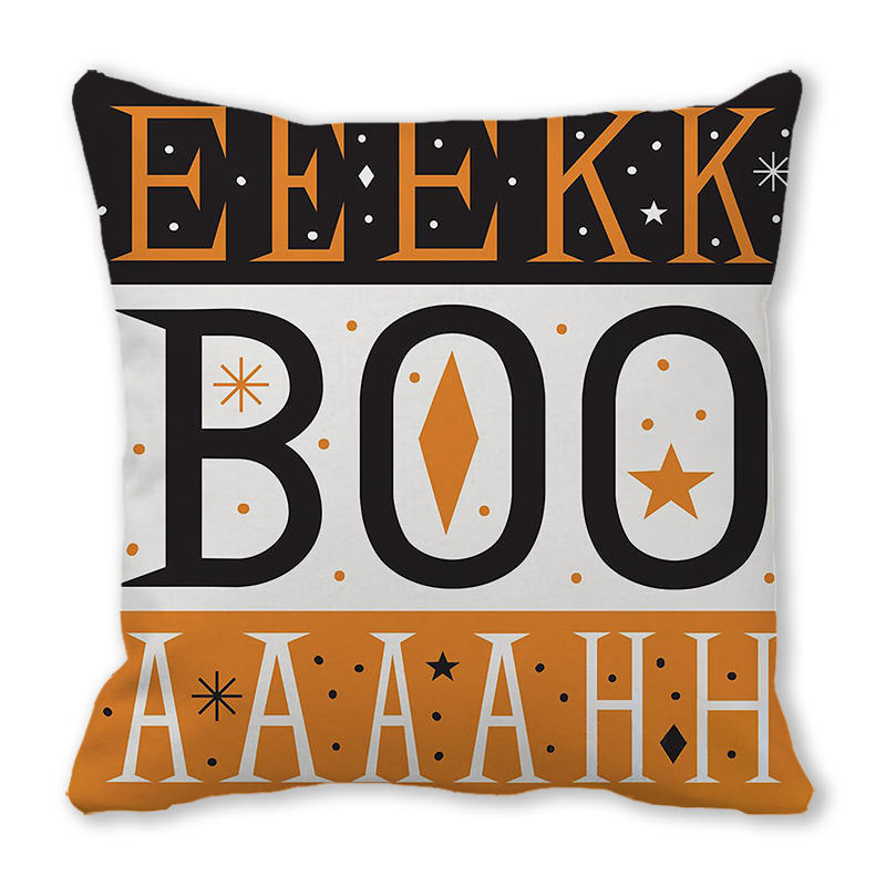 Creative Halloween Happy Letters Digital Printing Short Plush Pillow Covers for Car Sofa Office Cushion Cover Home Goods