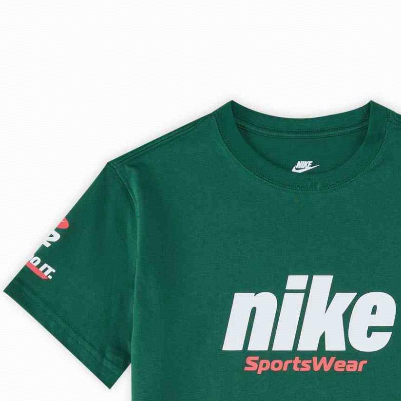 Nike Sportswear T-Shirt College Style American Vintage Loose Short Sleeve Kids Tops Canyon-Green HQ1565341
