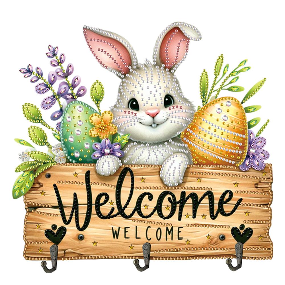 Holz Sonderform Frohe Ostern Diamond Art Hängehaken DIY Diamond Painting Kunsthaken 3 Haken Diamond Painting Hakenleiste