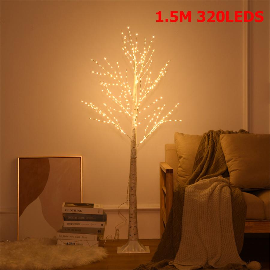 1.5M 1.8M Lighted Birch Tree Christmas Twig Trees Fairy Lights Artificial White Birch Tree Garland Lights String Lights