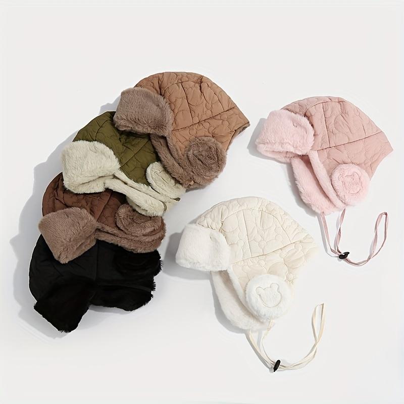 1pc Youngsters's Hats Winter Boys' Plush Lei Feng Hats, Girls Warm Ear Protective Hats, Thick Windproof Pullover Hats