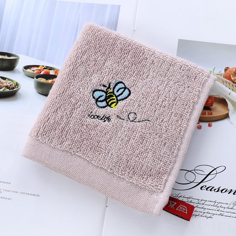 Cartoon Embroidered Pure Cotton Baby Face Towel, 25x25cm