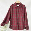 Frühling und Herbst neues Retro-Langarm-Freizeithemd Koreanischer Temperament fauler Stil lockeres und dünnes Revers kariertes Hemd