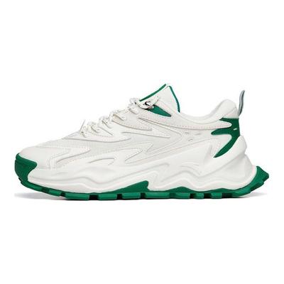 Thick Sole Shock Absorbing Non-Slip Wear-Resistant Low-Top Dad Shoes Men Sneakers White Green 112148880R-5