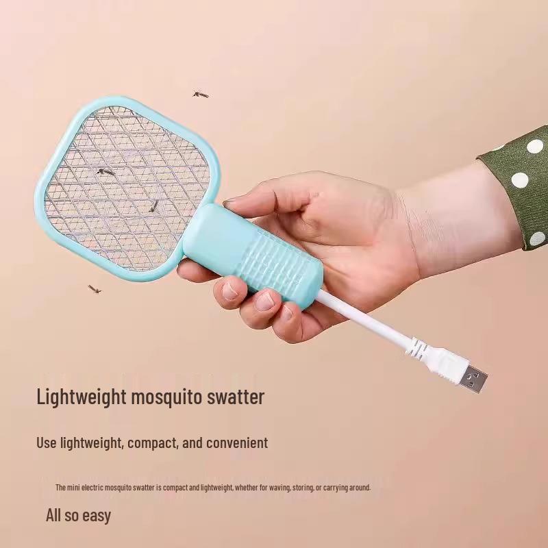 Bärbar Uppladdningsbar Elektrisk Flugsmälla: Strålningsfri, hållbar och långvarig med automatisk avvisande funktion för hem och bil