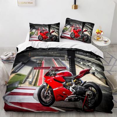 Motorrad Wildes Rennen Bequeme Bettdecke Bettbezug Kissenbezug Bettwäsche-Set Kinderzimmer Dekoration Heimtextilien