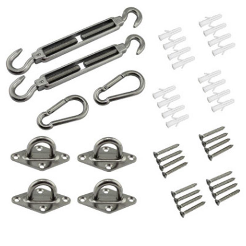 44pcs Sun Shade Sail Stainless Fixing Fitting Kit Garden Patio Awning Canopy Accessory