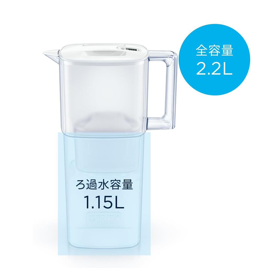 Brita Water Filter, Pitcher Type, PFOS/PFOA Removal Tested, Filtered Water Capacity: 1.15L (Total Capacity: 2.2L) [Genuine Japanese Product] Includes