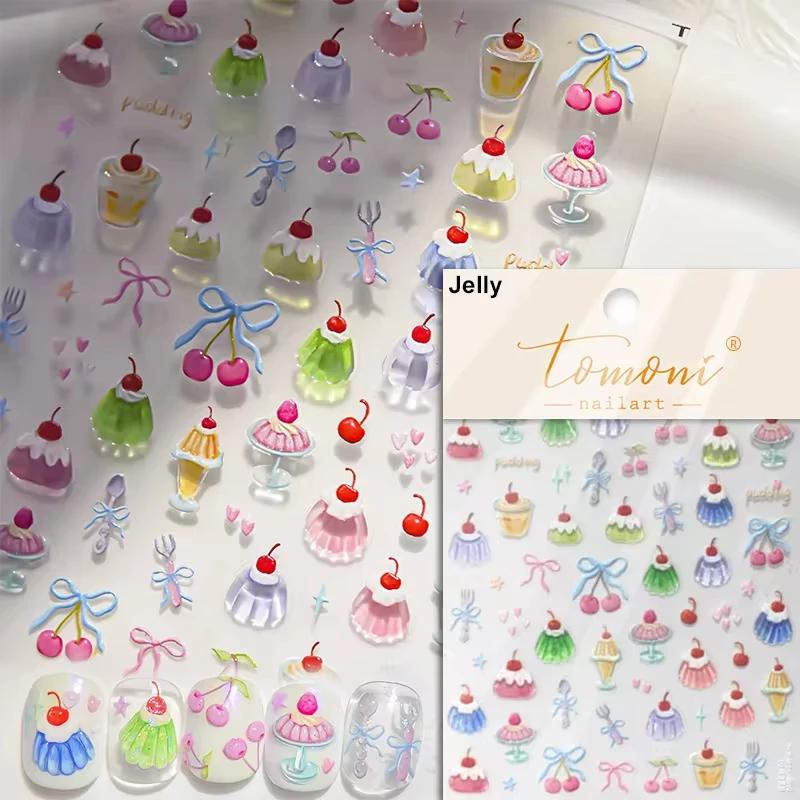5D Cute Rabbit Love Peach Blossom Flower Yellow Nail Art Stickers Bowknot DIY Self Adhesive Rhinestone Manicure Decals