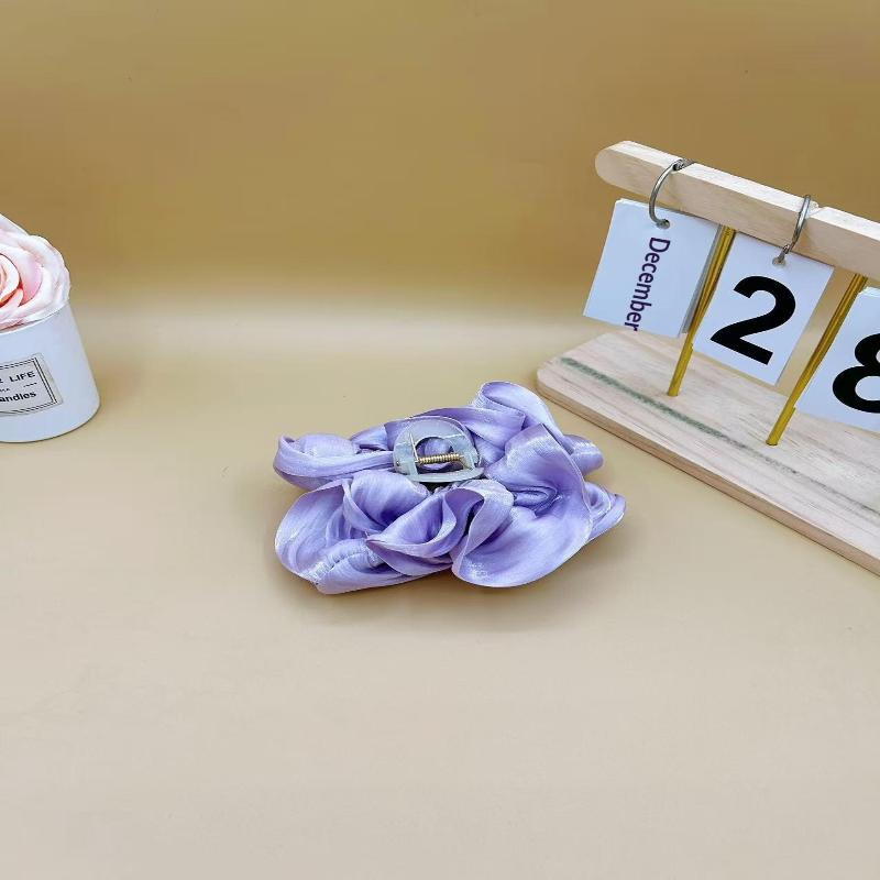 Soft Pleated Chiffon Flower Banana Hair Clips Anti Slip Holder Elegant Hair Clamp Women Daily Wedding Party Hair Accessories