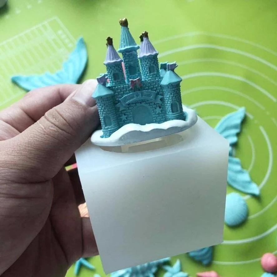 Stampo per Torta Fai-da-te Castello Principessa 3D Stampo in Silicone Castello Tridimensionale Colla Epossidica Cristallo Fai-da-te Stampo in Silicone Antico Stampo per Torta