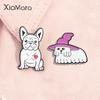 Cute White French Bulldog Enamel Pin Cartoon Magic Dog Animal Brooch Lapel Backpack Badge Jewelry Accessories Gift For Dog Lover