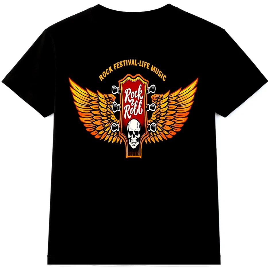 Rock and Roll T Shirt Winged Guitar Skull Festival Rock Band Tee XXL