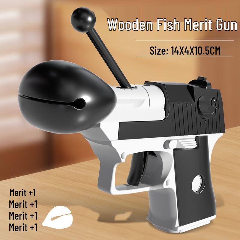 Desert Eagle Style 3D Wooden Fish Decompression Toy Gun