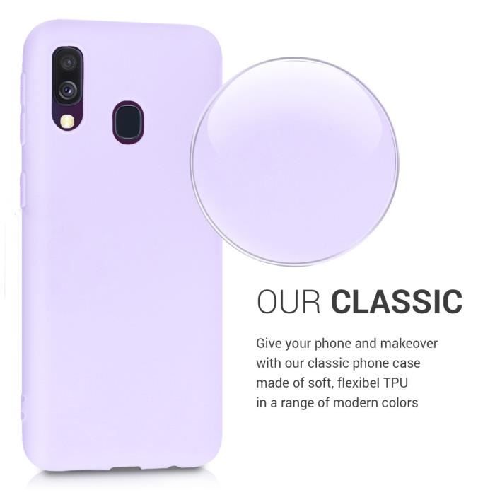 Coque de téléphone - kwmobile - Samsung Galaxy A40 - Silicone lavande - Protection intégrale - Souple