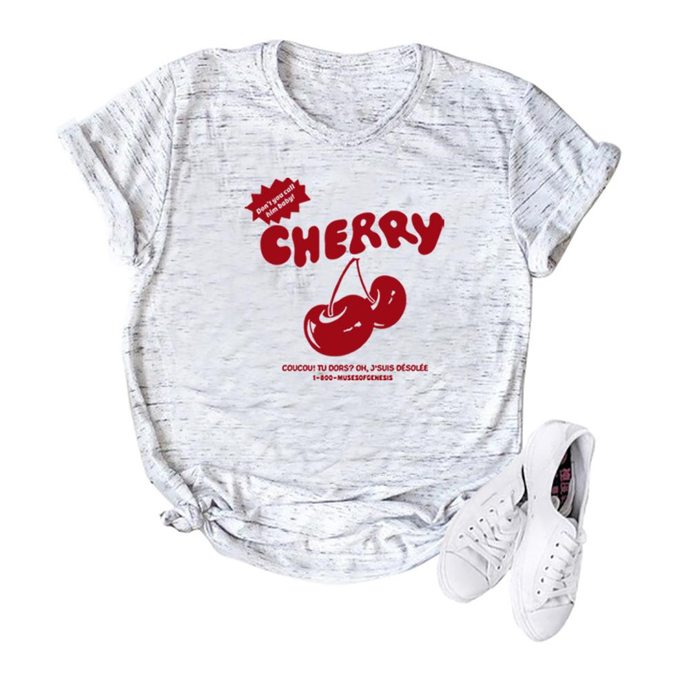 Cherry Vintage Shirt Cute Cherries Graphic Tee Women Y2k Aesthetic Tshirt Short Sleeve Summer Tees Retro 90s Harajuku Tops