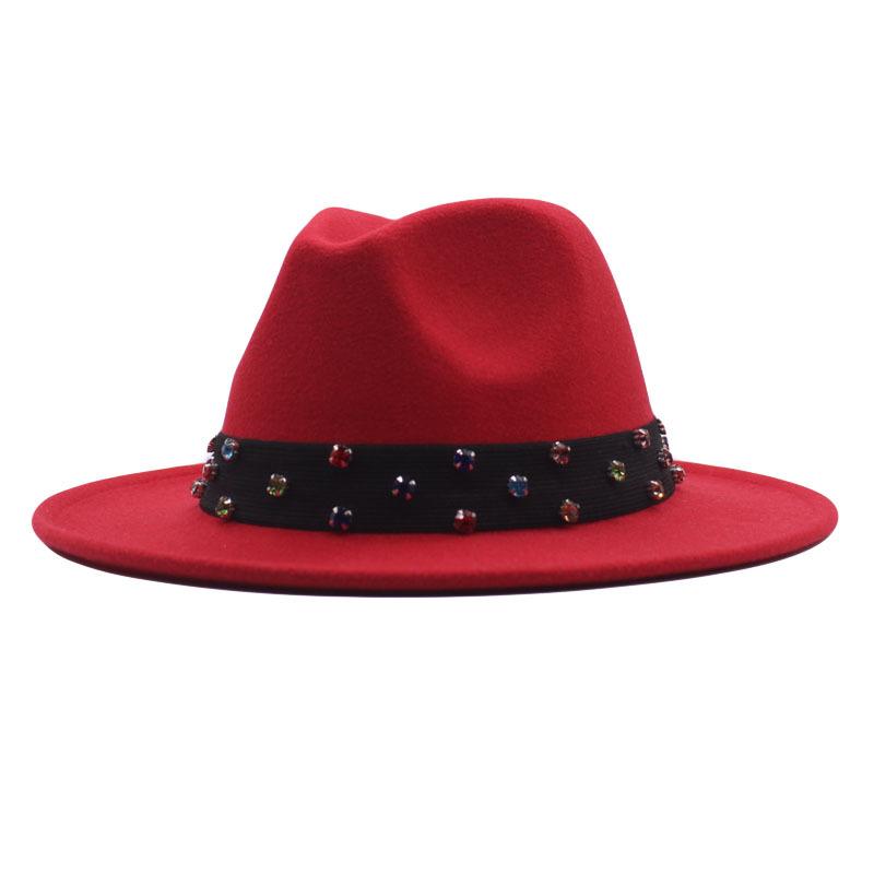 New Fashionable and Elegant Jazz Hat, Spring, Autumn and Winter Belt Woolen Casual Fashion Big-brimmed Lady Jazz Hat