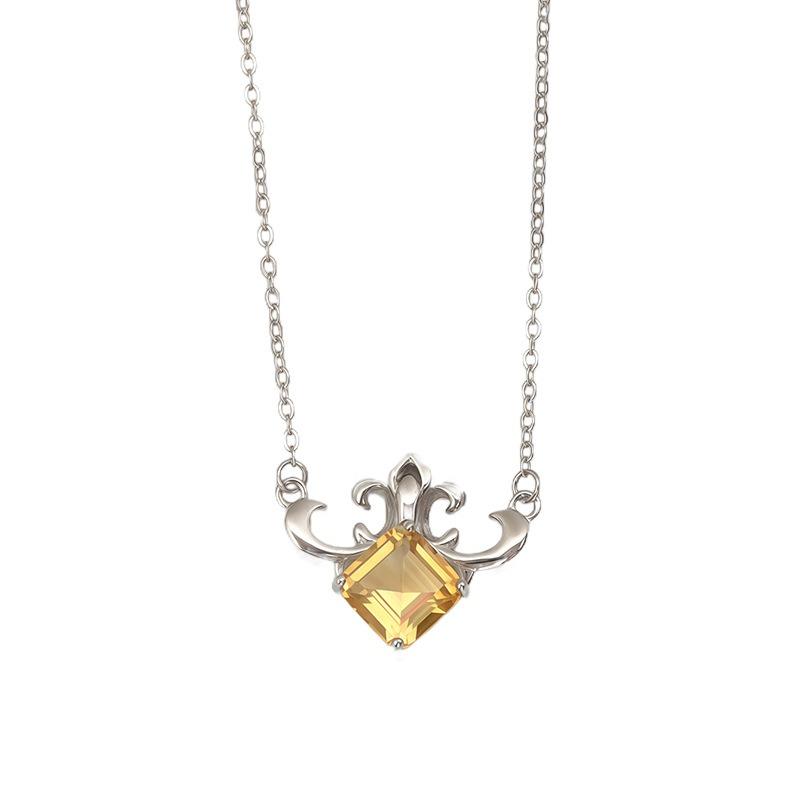 Women's S925 Sterling Silver Necklace Luxury Light Luxury Iris Pendant Natural Amethyst Citrine Fashion Clavicle Chain Jewelry Gift