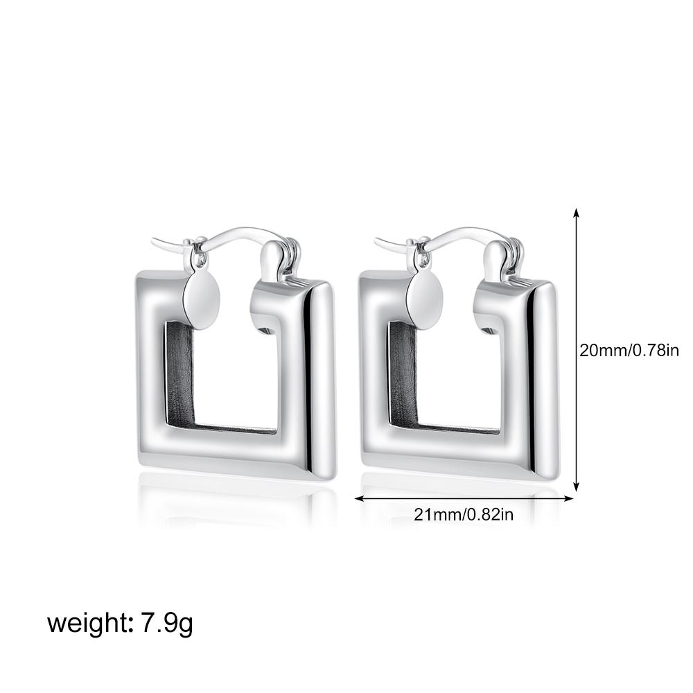 

Minimalist Stainless Steel Geometric Chunky Hoop Earrings for Women Gold Plated Square U-shape Ear Buckle Fashion Zircon